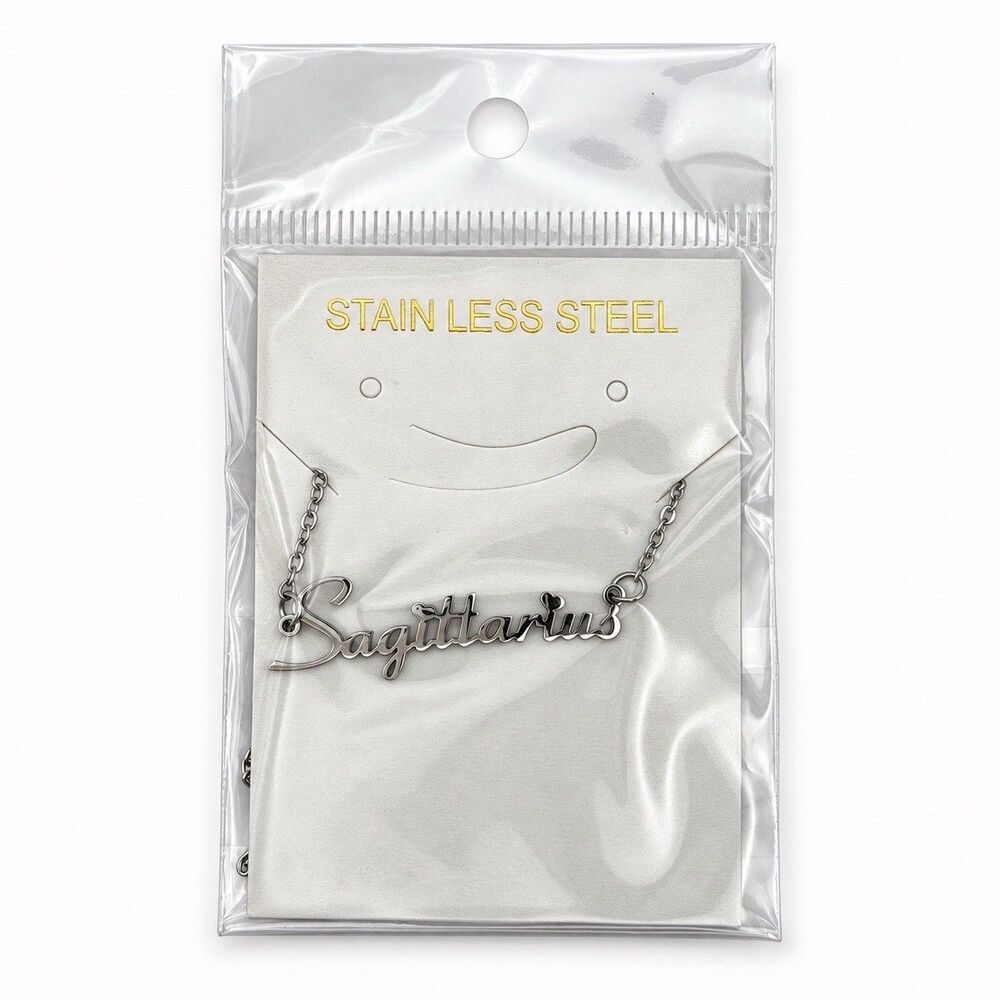 Sagittarius Silver-Tone Stainless Steel Necklace Zodiac Birthday Pendant Gift